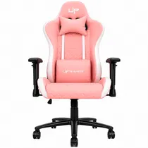 Cadeira Gamer Up Gamer D2534PKWT, PVC Algodão Base Em Metal Reclinável Até 120KG, Rosa e Branco
