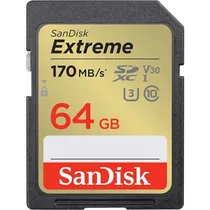 Memoria SD Sandisk Extreme 170-80 MB/s C10 U3 V30 64 GB (SDSDXV2-064G-Gncin)