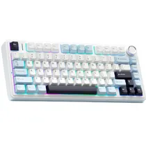 Teclado Aula F75 RGB Meca Wireless c/Cabo Ice Vein 209807 Usa Blue+ White+Purple