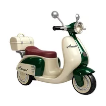Moto Eléctrico Infantil Retrô Premium, Branco e Verde Mod 521