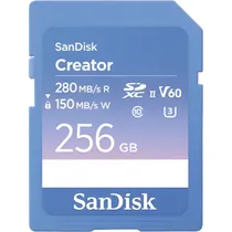 Memória SD Sandisk Creator 280-150 MB/s Uhs-II U3 V60 6K 256 GB (SDSDXEP-256G-Gncis)