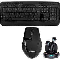 Quanta Kit Teclado + Mouse QTKTM1600 + Auricular QTAGE10 Negro