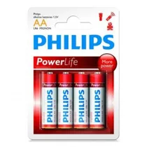 Pilha Philips AA LR6 Alcalina Con 4 Unidads