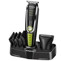 Aparador de Pelos Mondial SUPERGROOM-6 BG-04 Recarregável - Preto/Verde
