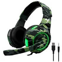 Fone Gamer Kolke KGA-487 Trooper LED / com Fio - Verde / Camuflado