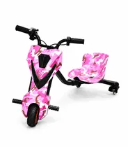 Triciclo Scooter Elétrico Drift Infantil Midi Pro MDP-65 (6,5”) – Rosa Camouflage (Capacete e Kit de Proteção)