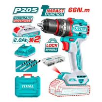 Parafusadeira/ Furadeira À Bateria Total TIDLI20668 – com Impacto / 66NM / 2AH / 2 Baterias Inclusas