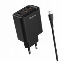 Carregador EP-7043 USB-C/USB-A 10W Negro