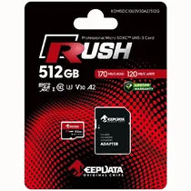Cartão de Memória Micro SD de 512GB Keepdata Rush KDMSDC10U3V30A2/512G - Vermelho/Preto