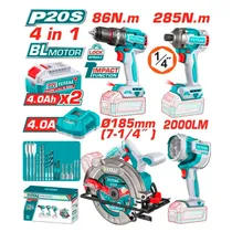 Combo 4 Em 1 Kit Total TOSLI251082 Furadeira de Impacto 86NM + Parafusadeira de Impacto + Serra Circular + Lâmpada – com Acessórios Combo 4 Em 1 Kit Total TOSLI251082 Furadeira de Impacto 86NM + Parafusadeira de Impacto + Serra Circular + Lâmpada