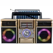 Radio Portatil Megastar RX1000BTN com USB / SD / FM / AM / Solar - Preto/ Dourado