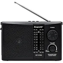 Rádio Portátil Ecopower EP-F502 Bluetooth / AM / FM / USB / TF / LED - Preto
