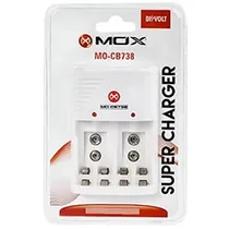Carregador de Pilha Mox MO-CB738 AA / AAA / 9V - Branco