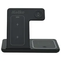 Estação de Carregamento Kolke KCR-5662 Magnético Wireless / 15W - Preto (3 Em 1)