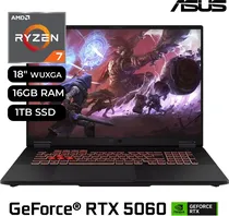 Notebook Asus Tuf A18 FA808UM-IS74 R7-260 5.1GHZ/ 16GBD5/ 1TBSSD/ 18"/ Ips/ 144HZ/ RTX5060 8GB/ W11/ Ing