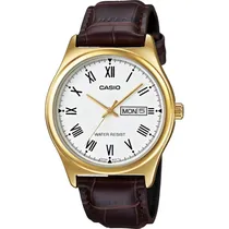 Relógio Casio MTP-V006GL-7BUDF Analógico Masculino - Dourado/Branco/Marrom