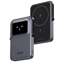 Carregador Portatil Wireless Ugreen Uno PB571 Magnetic Mini TFT 20W 5.000MAH USB-C Magsafe BK