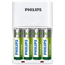 Carregador de Pilhas Philips com 4 Pilhas AA - SCB2445NB