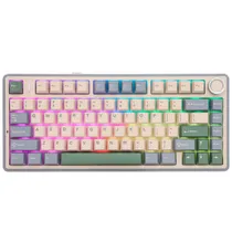 Teclado Aula F75 RGB Meca Wireless c/Cabo Graywood 208640 Usa Purp +Beige+Green