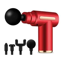 Mini Massageador Eletrico Corporal Muscular Portatil Hengda YQ10493 / 25W / 6 Velocidades / com Acessórios / Recarregavel - Vermelho