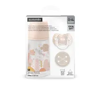 Suavinex Nursery Set Biberon 270 + Brocha + Chupete Fis 0/6 Dreams i3 Sil 0M+ Rosa