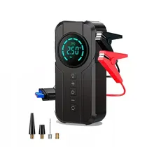 Compressor de Ar + Auxiliar de Partida Portátil 3669 com Bateria para Ignição de Emergência Acople / com Lanterna 4 Em 1 - Preto