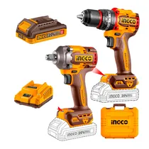 Combo 2 Em 1 Kit Ingco Parafusadeira + Chave de Impacto CKLI20275 - com Acessórios