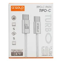 Cabo USB-C A'Gold Pro CB79 60W (1M) - White