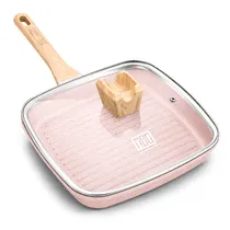 Frigideira Grill MGC de Alumínio Fundido Rosa 28 CM