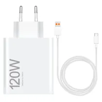 Carregador para Tomada Xiaomi Mi Hypercharge MDY-14-Ee USB-A 120 W + Cabo Tipo-C - Branco