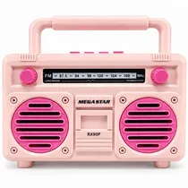 Rádio Portátil Megastar RX90P com USB/Bluetooth - Rosa