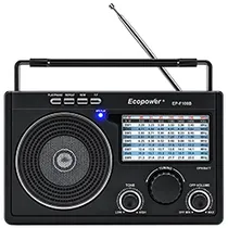 Rádio Portátil Ecopower EP-F100B Bluetooth / AM / FM / USB / TF - Preto