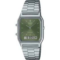 Relógio Casio Vintage AQ-230A-3AMQYDF Analógico/Digital Unissex - Silver/Green
