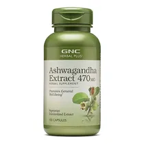 Suplemento GNC Ashwaganha Extract 470MG 100 Cápsulas