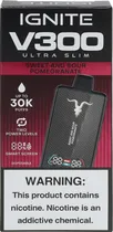 Vape Descartável Ignite V300 Ultra Slim Sweet And Sour Pomegranate 30000 Puffs