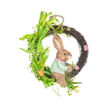 Corona Decorativa de Pascua Con Conejo 25 CM