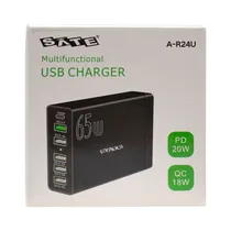 Estacion de Carga Cargador USB USB-C Sate A-R24U 6P 65W 6EN1 Negro