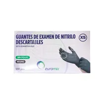 Luvas de Nitrilo Descartáveis Euromix Preto Tamanho M (Caixa com 100 Unidades)