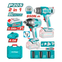 Combo 3 Em 1 Kit Total Soprador Térmico + Chave de Impacto + 2 Baterias TOSLI250983 – com Acessórios