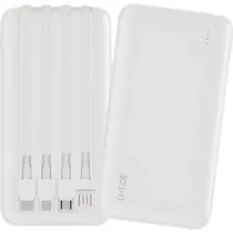 Carregador Portatil Powerbank G-Tide P1 / 10.5W / 10000MAH / com Cabo Embutido USB - Microusb - USB-C - Lightning - Branco