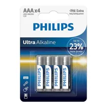 Pilha Philips AAA Ultra Alcalina LR03-E4B Con 4 Unidads