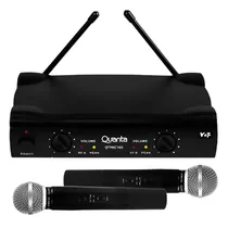 Microfone Dinâmico Quanta QTMIC103 Sem Fio Bivolt - Preto