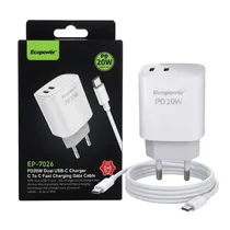 Cargador Ecopower EP-7026 2USB-C 20W - Blanco