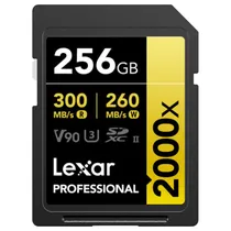 Cartão de Memória Lexar SD 256GB 2000X 300-260MB/s V90