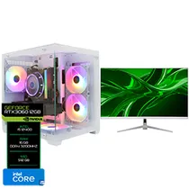 PC Montado Gamer Intel Core i5 12400 de 2.5GHZ 16GB de Ram / 512GB SSD / Geforce RTX3060 12GB - Branco + Monitor