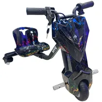 Triciclo Elétrico Hye Drift Car HYE-TR01 - 6.5" - Bluetooth - LED - Recarregável - Black Red Lightning