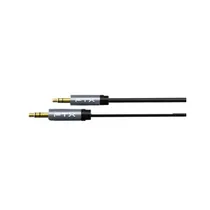 Cabo Auxiliar de Audio Estéreo FTX CT-AV311-P11GN-SG1 1M, 3.5MM, Preto, Carcaça de Alumínio, Nylon Trançado
