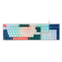 Teclado Gamer Mecânico Redragon Trundle K668WBO, RGB 100% USB-C, Switch Red, Inglês, Branco/Rosa/Azul Escuro