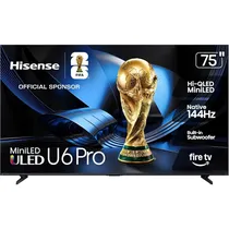 TV Smart Mini-LED Hisense 75U6SF Pro 75" 4K Uhd 144 HZ Fire TV - Preto