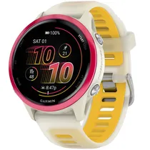 Relogio GPS Garmin Forerunner 570 42MM 010-02970-02 - Raspberry Aluminum/Translucent Bone/Mango Band